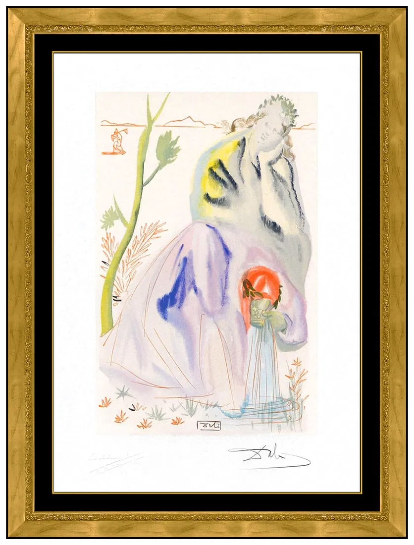 Salvador Dali Original Paradise Canto 21 Wood Etching Signed Framed Artwork (1 of 5)