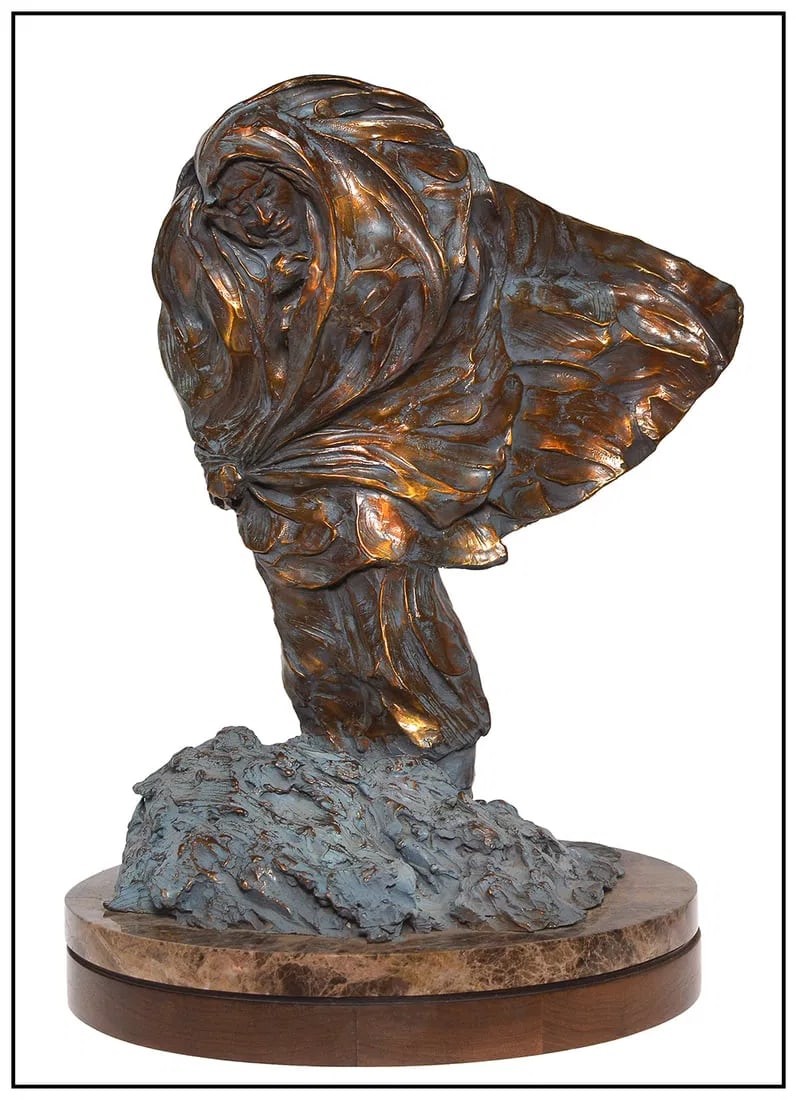 Fritz White Sculpture The Cold Winds Of Taos Figure Full Round Bronze Signed Art (1 of 5)