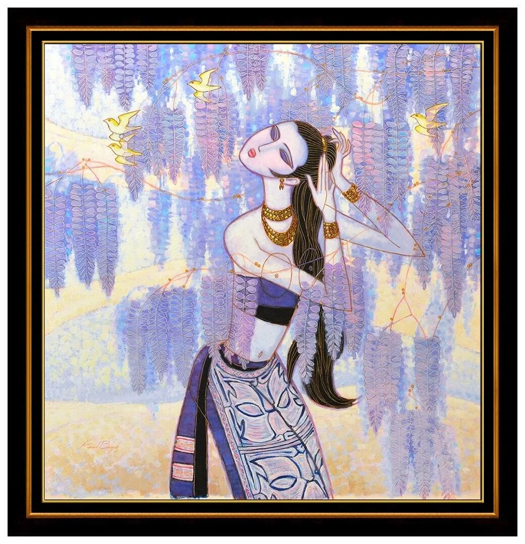 Karl Bang Large Gouache Painting Female Figurative Signed Framed Original (1 of 5)