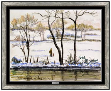 Paul Emile Pissarro French Landscape Painting Watercolor Signed Framed Original: This lot includes:Gallery COA & free domestic shipping (*insurance and international shipping for an additional charge)Artist: Paul Emile PissarroTitle: Winter WalkMedium: Watercolor PaintingSize: 10"