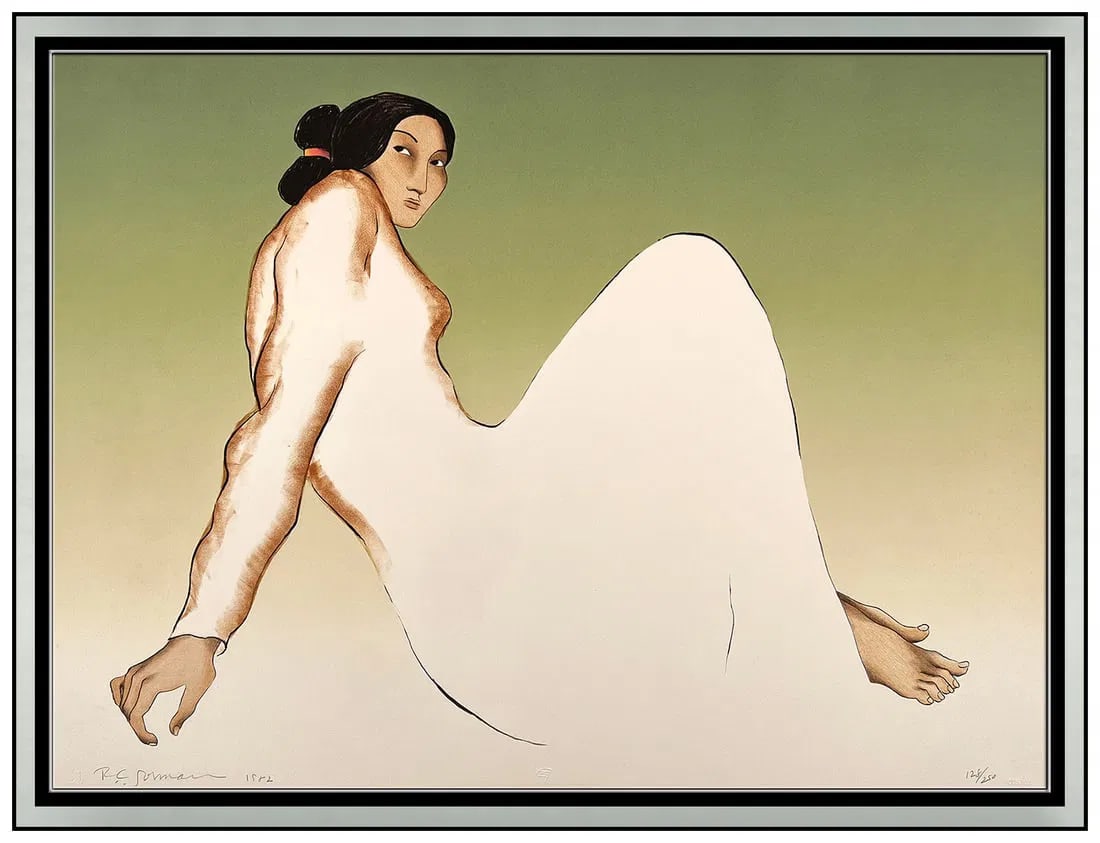 R.C. Gorman Original Hana Color Lithograph Female Figure Signed Framed Artwork (1 of 6)