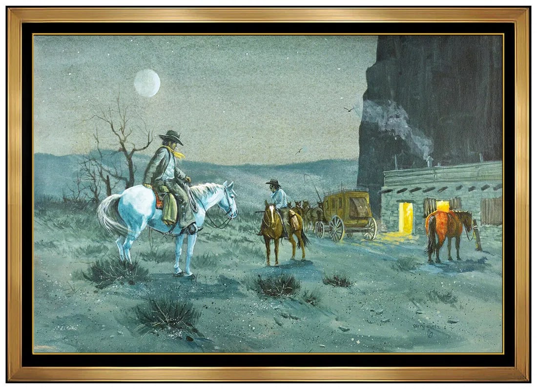 Gerry Metz Original Western Painting Oil On Board Framed Horse Artwork Signed (1 of 4)
