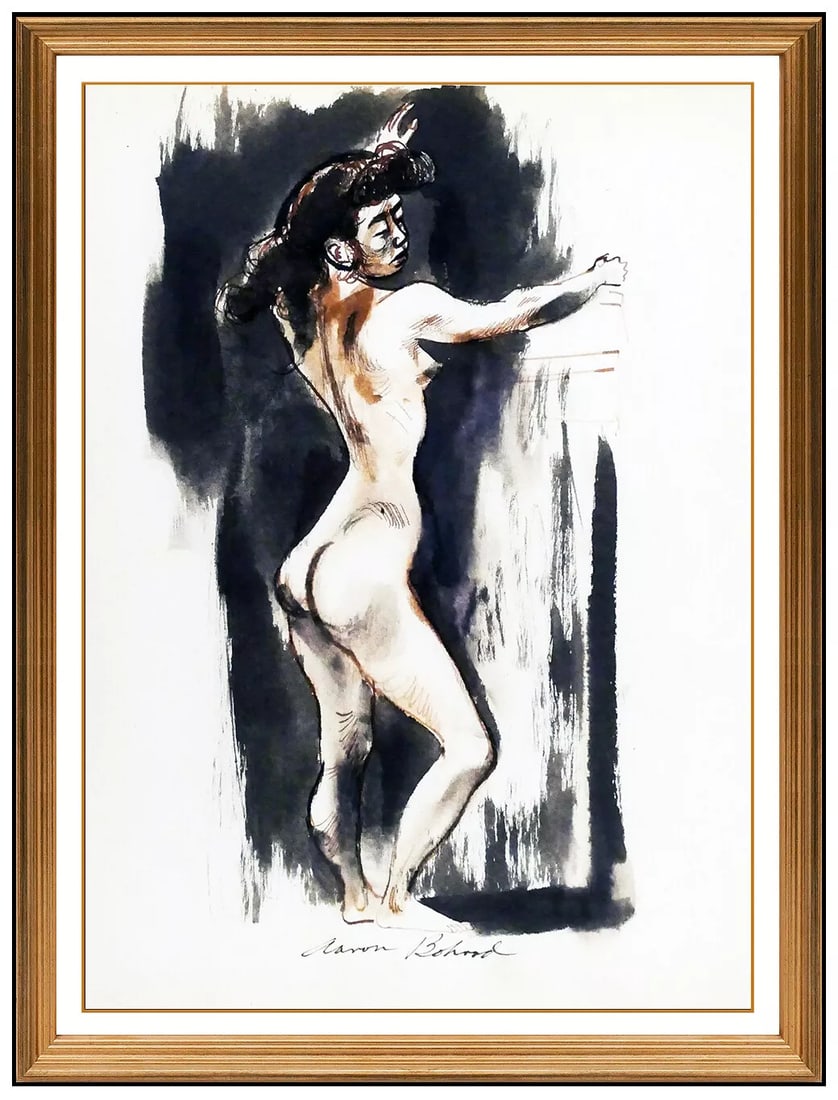 Aaron Bohrod Original Signed Nude Portrait Watercolor Painting Framed Artwork: This lot includes:Gallery COA & free domestic shipping (*insurance and international shipping for an additional charge)Artist: Aaron BohrodTitle: Glamorous Medium: WatercolorSize: 11" x 8.5"Framed: 18