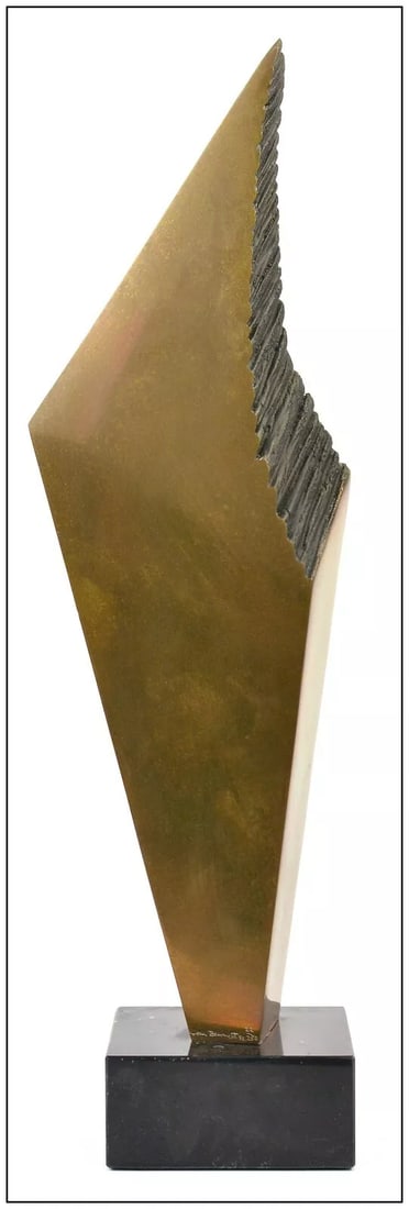 Tom Bennett Full Round Original Signed Abstract Bronze Sculpture Framed Artwork: This lot includes:Gallery COA & free domestic shipping (*insurance and international shipping for an additional charge)Artist: Tom BennettTitle: Heat WaveMedium: BronzeSize: 18" x 5" x 5"Signed: bronz