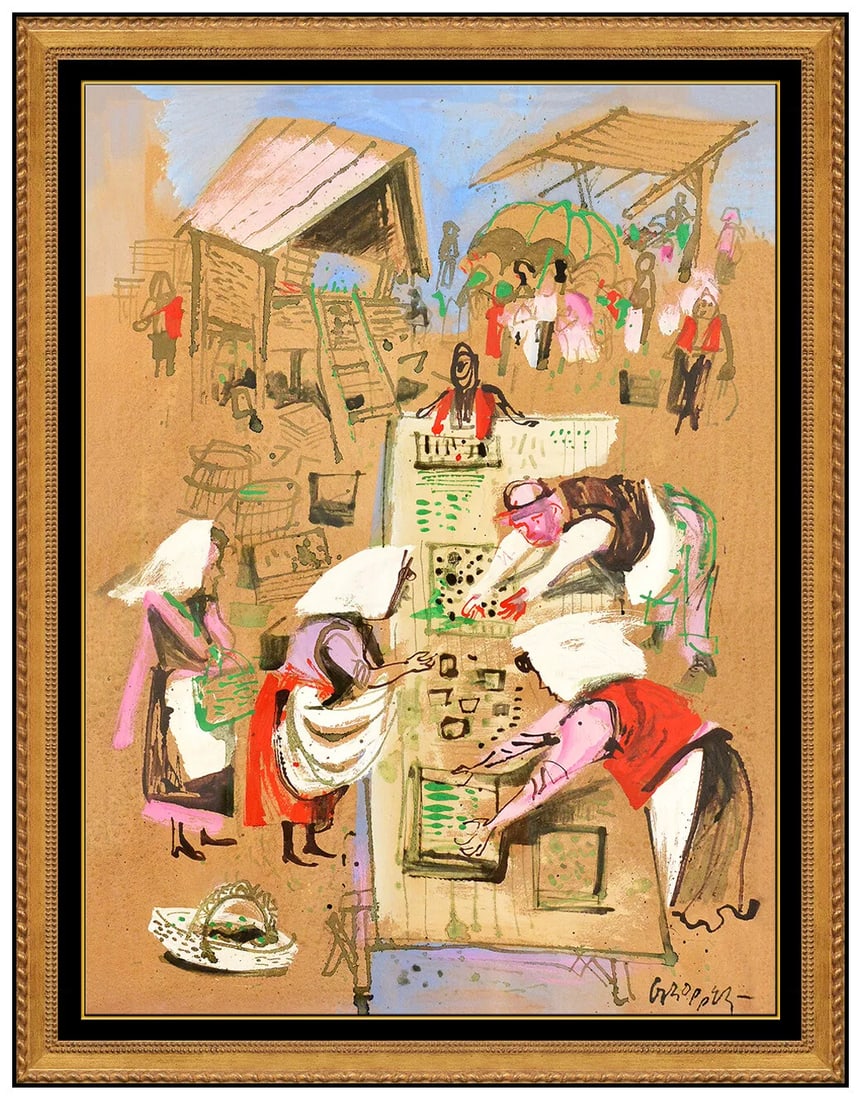 William Gropper Original Signed Figurative Portrait Oil Painting Cityscape Art (1 of 4)