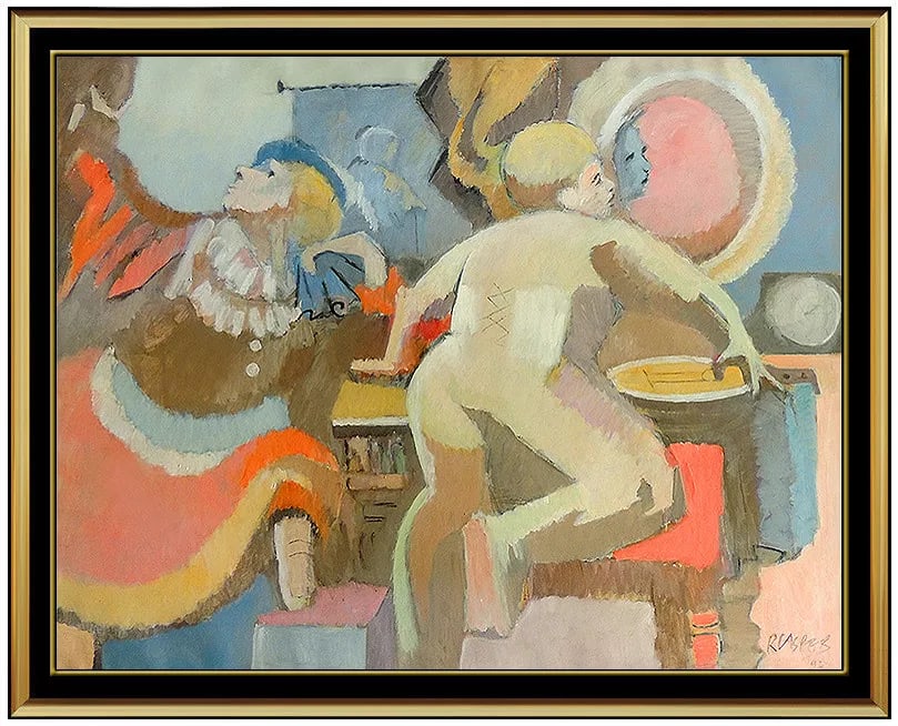 Robert Casper Original Signed Acrylic Nude Portrait on Canvas Large Art