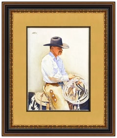 Mark Kohler Original Signed Western Cowboy Painting Framed Art