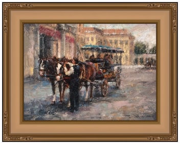 Todd Williams Original Signed Oil Horses on Canvas Board Framed Art