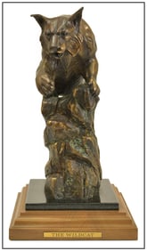 Stephen Leblanc Original Signed Bronze Wildcat Sculpture Art