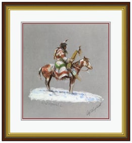 Olaf Wieghorst Snow Rider Original Signed Western Lithograph Native American Art