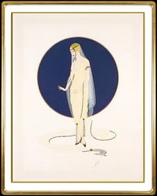 Erte Devotion Original Signed Embossed Serigraph Large Costume Design Framed