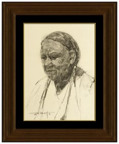 Gary Niblett Original Signed Native American Portrait Charcoal Art