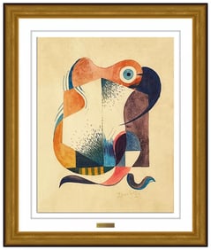 Werner Drewes Original Signed Abstract Watercolor Modern Framed Art
