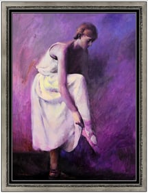 Hongnian Zhang Large Original Signed Oil Female Portrait on Canvas Art