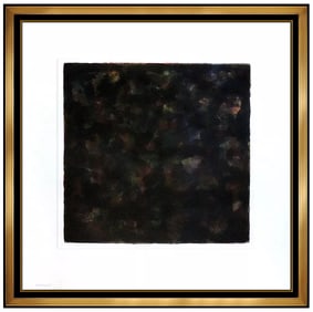 Sol Lewitt Hand Signed Color Aquatint Large Abstract 40x40 Black Modern Art