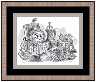 Eddie Sotto Gadgets Gizmos Original Lithograph Still Life Painting Signed Disney Art