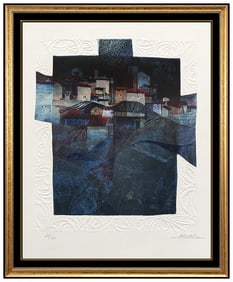 Sunol Alvar Embossed Hand-Signed Color Lithograph Modern Cubism Landscape Painting Art