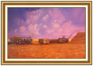 Raymond Ray Knaub Original Signed Oil Landscape Painting on Canvas Framed Art