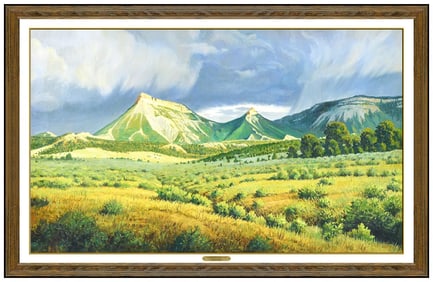Ralph Oberg Original Signed Oil Mountain Landscape Painting on Canvas Large Art
