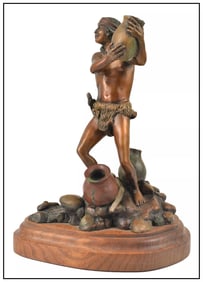 James P Regimbal Original Signed Bronze Sculpture Native American Figurative Western Art