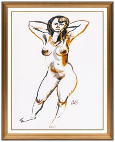 Aaron Bohrod Original Watercolor Painting Signed Nude Female Figurative Framed Art