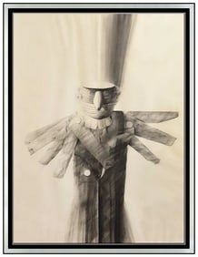 Joseph Piccillo Figurative Charcoal Drawing Signed Framed