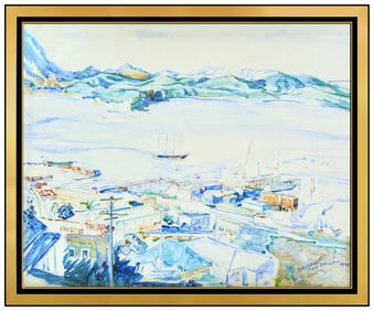 Max Pollak California Landscape Oil Painting on Board Signed