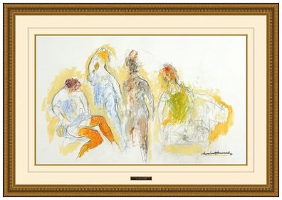 Hubert Howard Abstract Figure Watercolor Painting Signed Framed