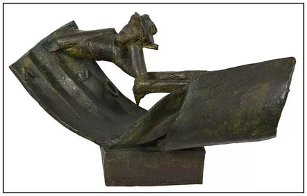 Jean Robert Ipousteguy Bronze Sculpture Signed L’Homme Aux Semelles Devant