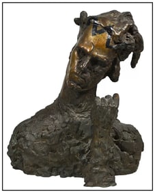Miriam Brofsky Bronze Sculpture Bust of Nijinsky Signed