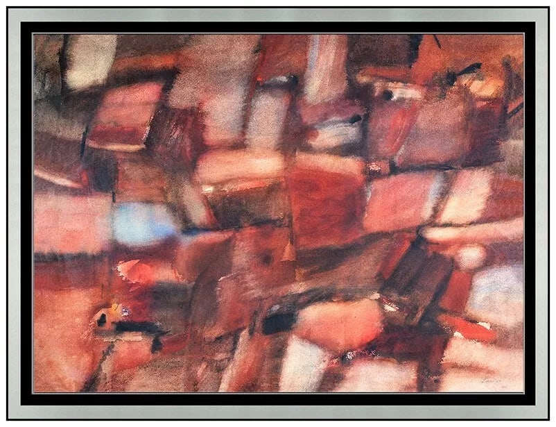 Michael Loew Abstract Watercolor Painting Signed Framed: This lot includes:Gallery COA & free domestic shipping (*insurance and international shipping for an additional charge)Artist: Michael LoewTitle: The Ebb TideMedium: Watercolor PaintingSize: 22 &frac1