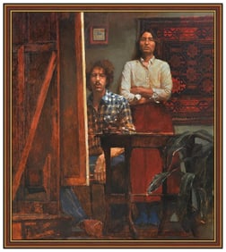 Douglas Ferrin Portrait Oil Painting on Canvas Signed Framed Large
