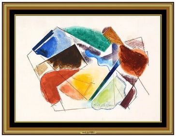 Fritz Pfeiffer Abstract Pastel Oil Painting Signed Framed