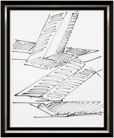 Mark Di Suvero Ink Drawing Hand Signed Framed Sculpture Artwork