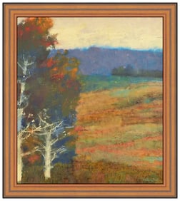 Mark English Rural Landscape Painting on Board Signed Framed