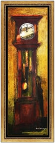 Frederick Conway Clock Interior Oil Painting on Board Signed Large