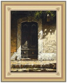 George Hallmark Cityscape Oil Painting on Canvas Signed Framed