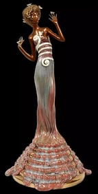 Erte Fantasia Bronze Sculpture Signed Art Deco Costume