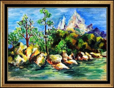 Francesco Spicuzza Water Landscape Oil Painting on Board Signed