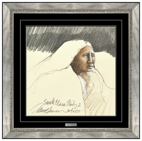 Frank Howell Native American Portrait Watercolor Signed Framed