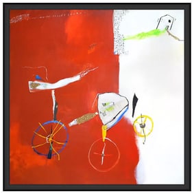 Regina Saura Abstract Painting on Canvas Signed Framed Large