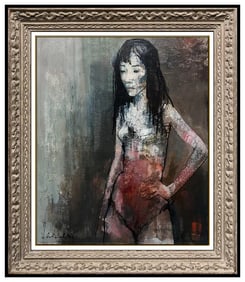 Jean Jansem Female Ballerina Oil Painting on Canvas Signed