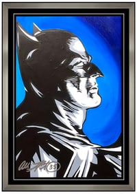 Allison Lefcort Dark Knight Back Man Acrylic Painting Signed