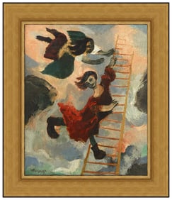 William Gropper Figurative Portrait Painting on Board Signed Framed