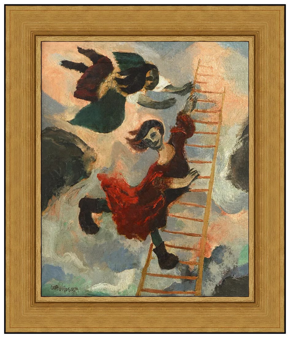 William Gropper Figurative Portrait Painting on Board Signed Framed (1 of 4)