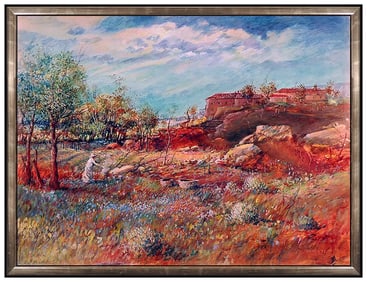 Tom Perkinson Western Landscape Watercolor Painting Signed Large