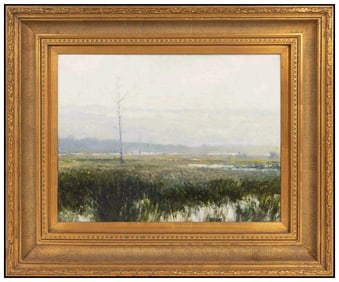 John Stanford Landscape Oil Painting on Board Signed Framed