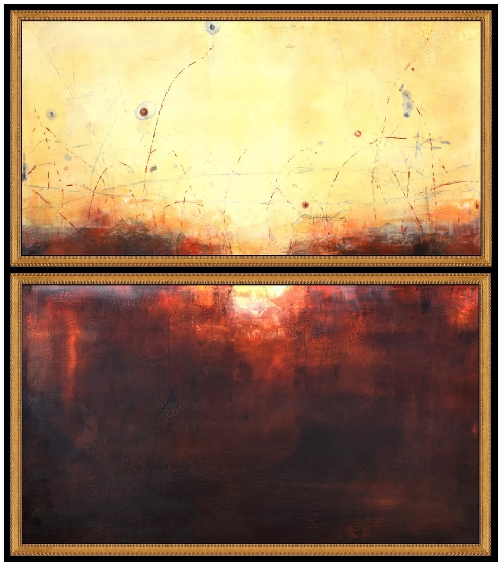 Betsy Eby Original Large Oil Painting on Board Signed Abstract Artwork: This lot includes:Gallery COA & free domestic shipping (*insurance and international shipping for an additional charge)Artist: Betsy Eby Title: Poison Diptych Medium: Oil Painting on BoardSize: 18&rdq