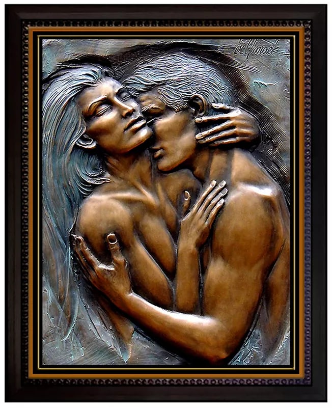 Bill Mack Bronze Relief Sculpture Signed Embracing Bas Female Love Artwork (1 of 4)