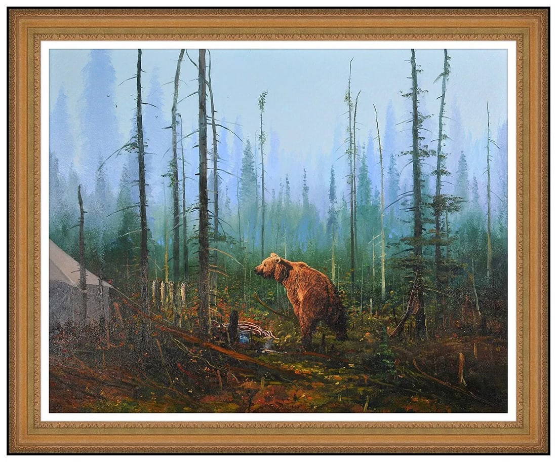 John Paul Strain Original Painting On Canvas Wildlife Landscape Signed